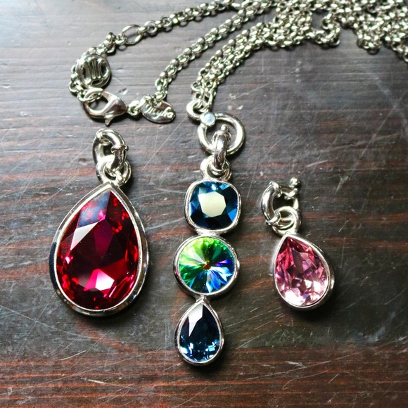 MYKA Set of 3 Detachable Pendants Swarovski Crystal with Myka Chain Canadian - Picture 1 of 15